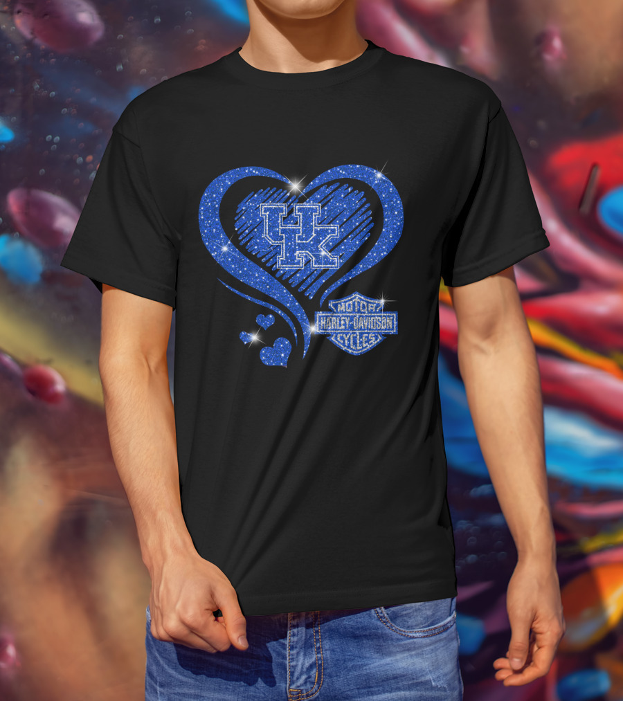 Kentucky Wildcats Harley Davidson Heart Uk T-Shirt