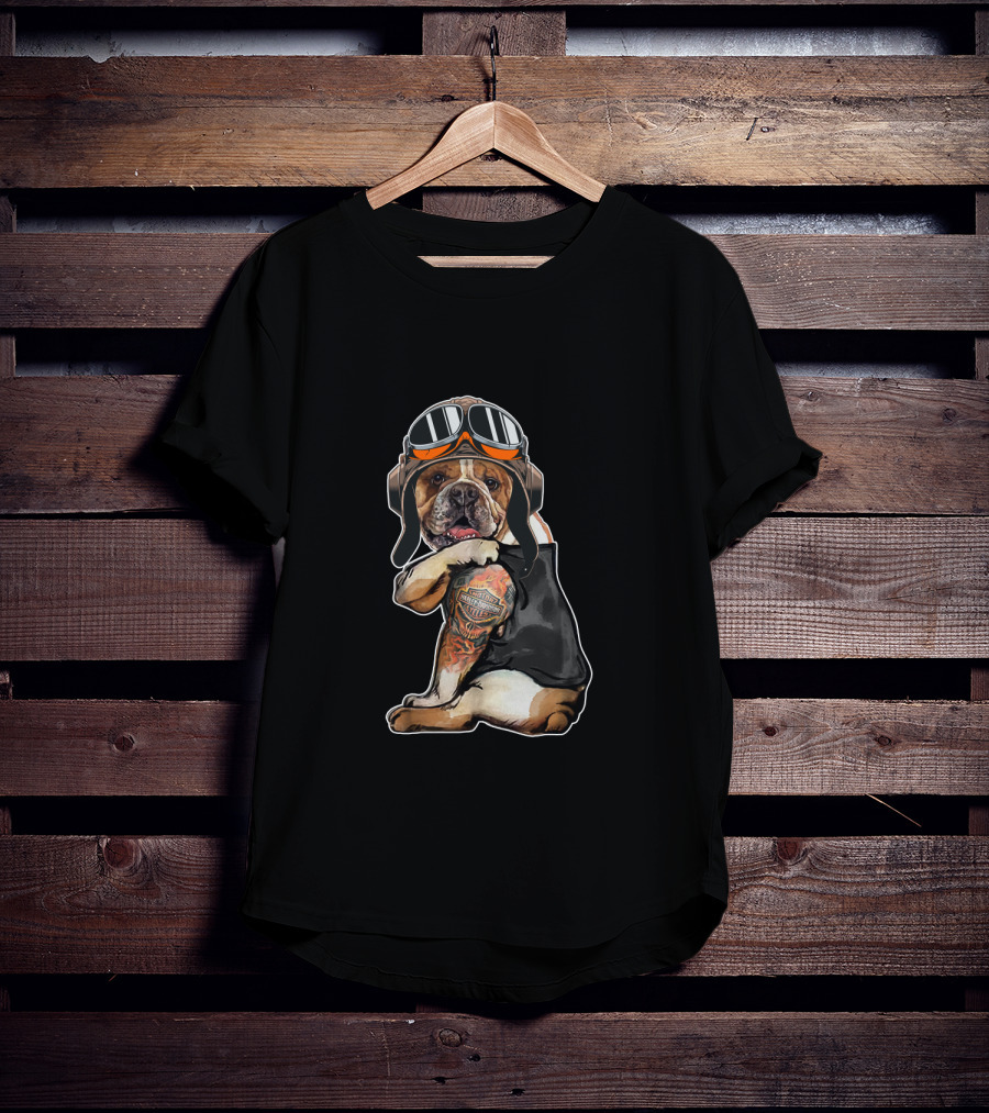 Hd Tatoo Bulldog Harley Davidson Goggles Pilot Look T-Shirt