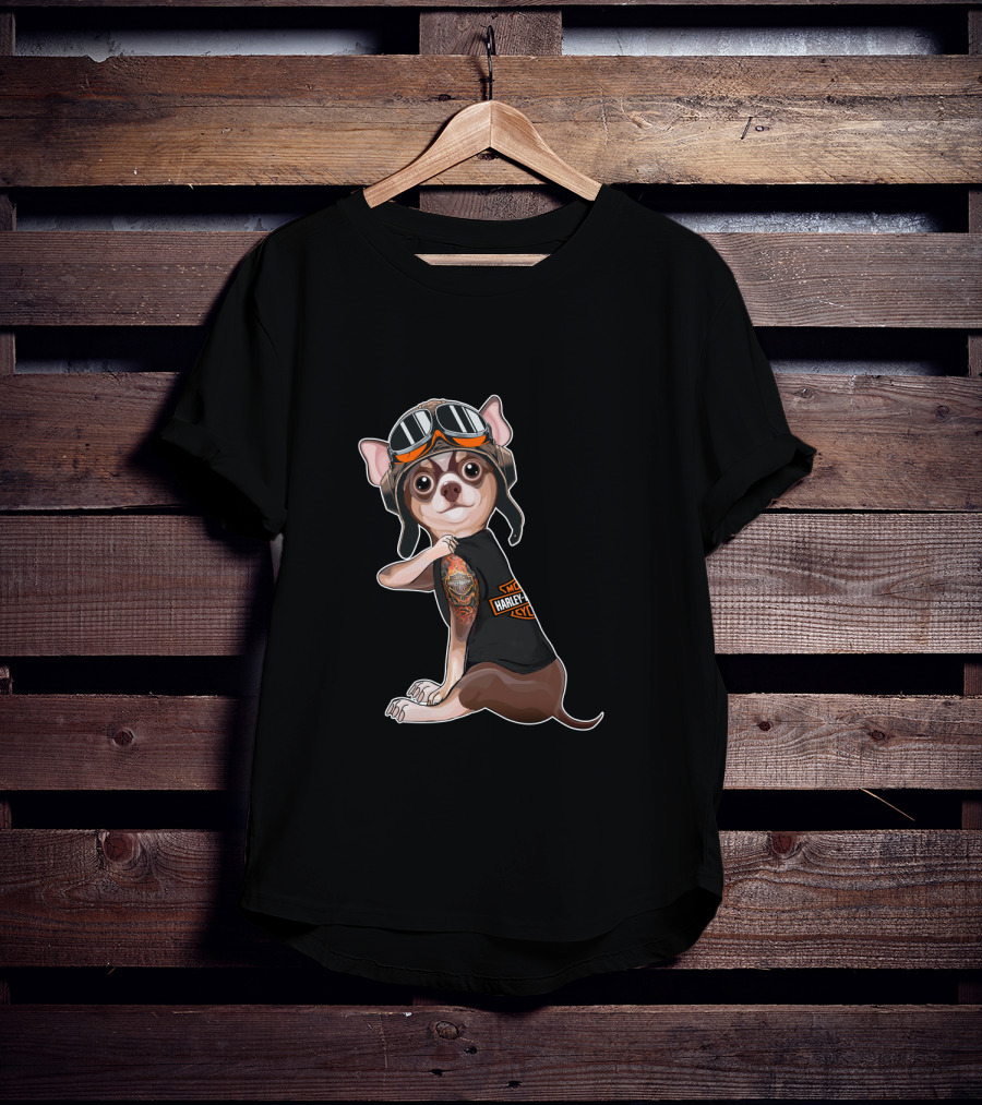 Hd Tattoo Chihuahua Harley Davidson Style Moto Pup T-Shirt