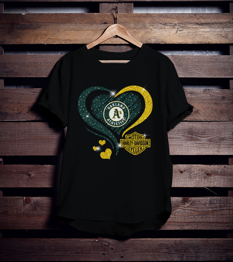 Oakland Athletics Heart Harley Davidson T-Shirt