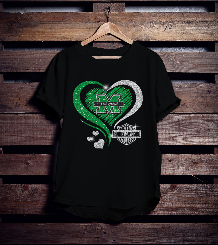 M The Herd Motor Harley Davidson Cycles Heart 0306Hd Marshall Thundering Herd T-Shirt