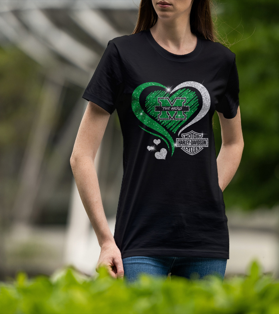 M The Herd Motor Harley Davidson Cycles Heart 0306Hd Marshall Thundering Herd T-Shirt