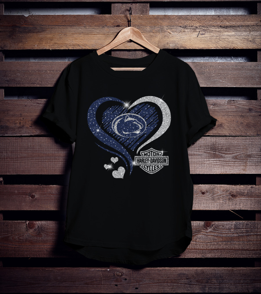Penn State Nittany Lions Harley Davidson Heart Logo Sparkle 0306Hd T-Shirt