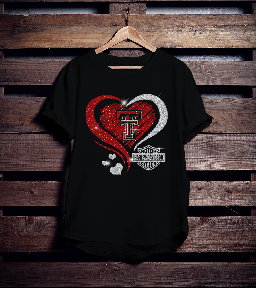 Texas Tech Red Raiders Harley Davidson Heart T-Shirt
