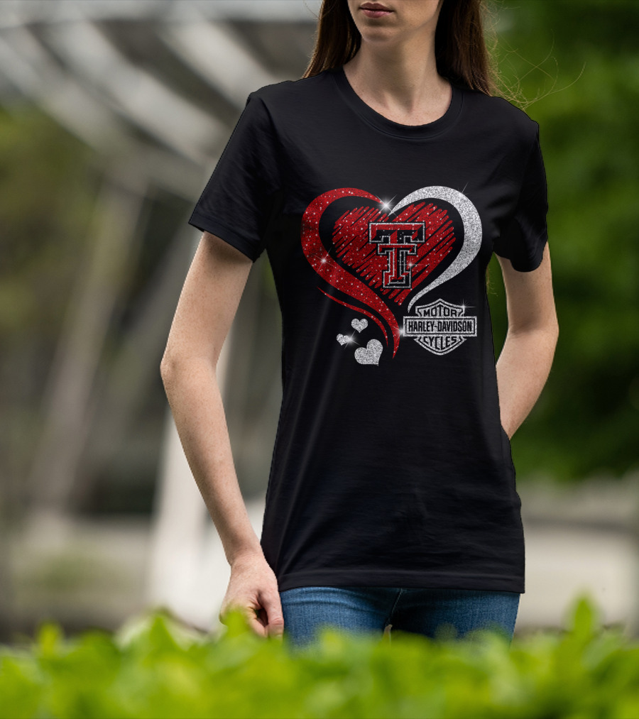 Texas Tech Red Raiders Harley Davidson Heart T-Shirt