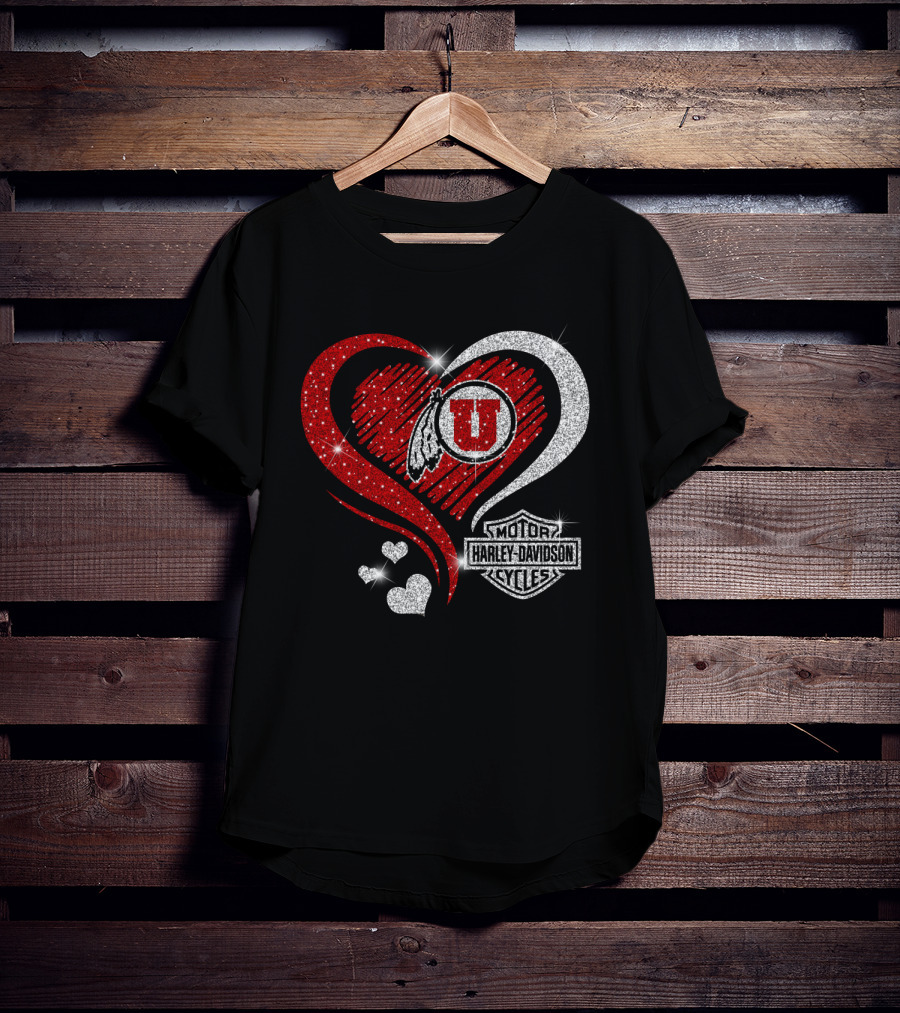 Utah Utes Harley Davidson Heart T-Shirt