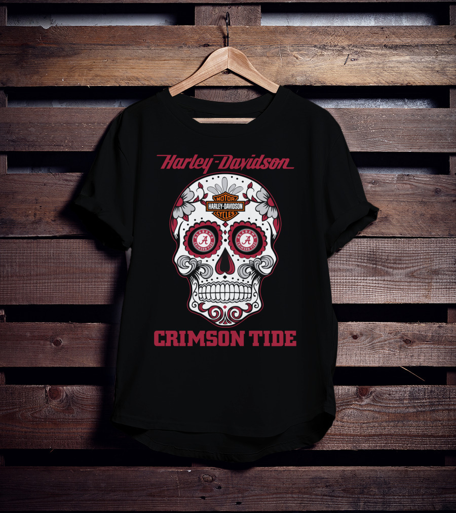 Harley Davidson Crimson Tide Alabama Sugar Skull T-Shirt