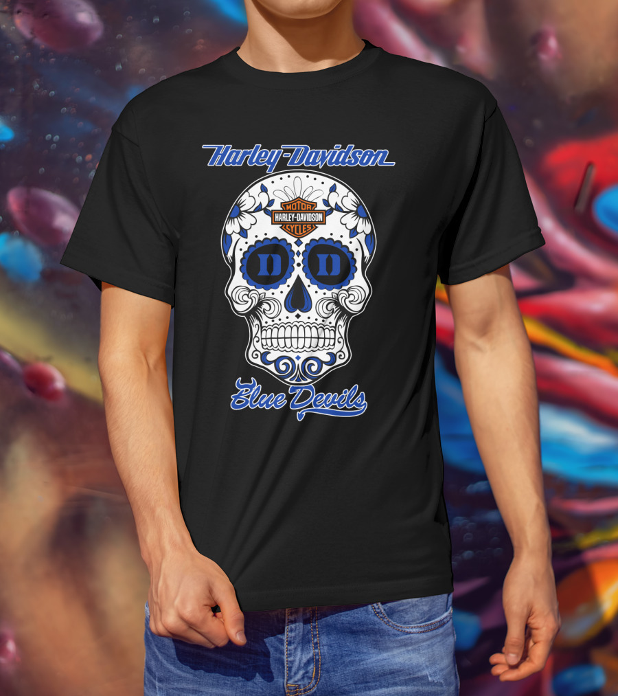 Harley Davidson Blue Devils Sugar Skull T-Shirt