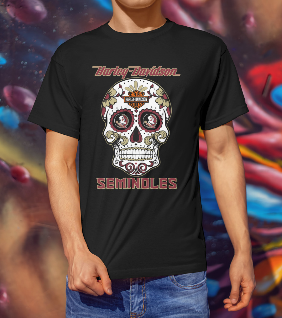 Harley Davidson Florida State Seminoles Sugar Skull T-Shirt
