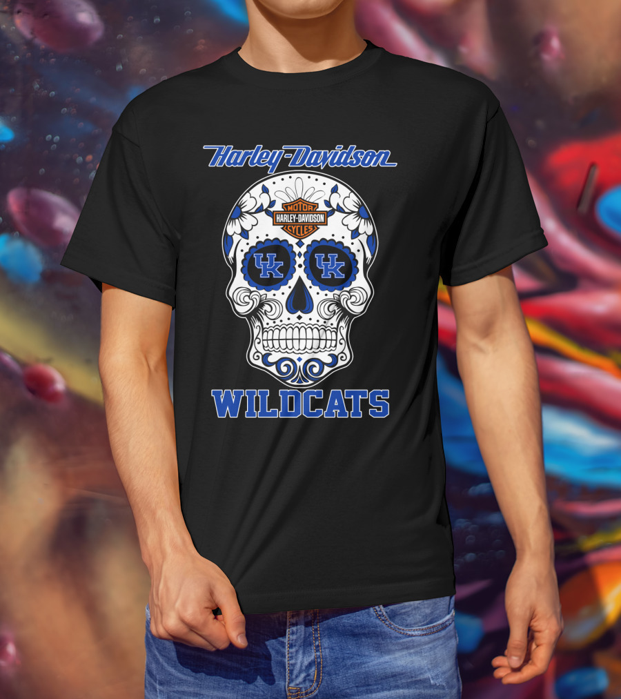 Harley Davidson Kentucky Wildcats Sugar Skull Mood T-Shirt
