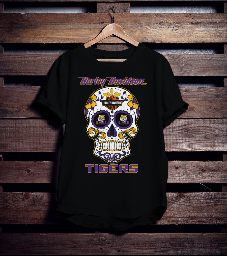 Harley Davidson Lsu Tigers Sugar Skull T-Shirt