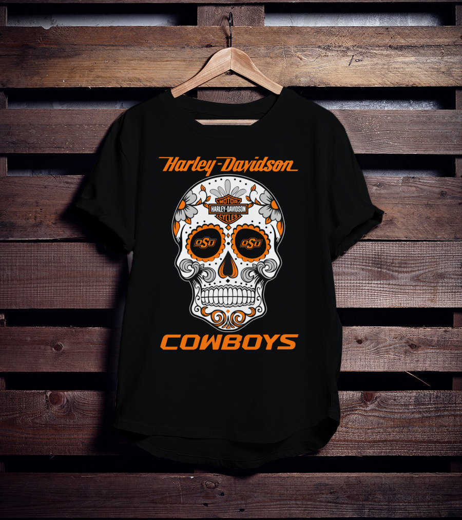 Harley Davidson Oklahoma State University Cowboys Skull Osu T-Shirt