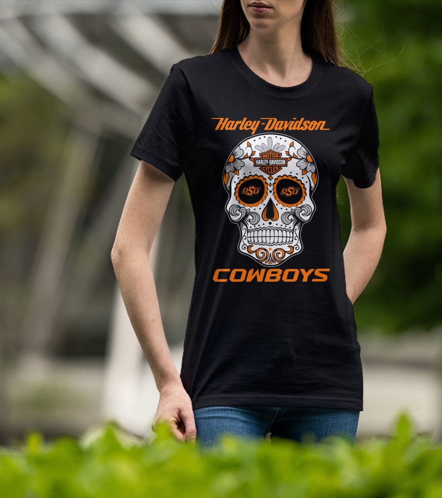 Harley Davidson Oklahoma State University Cowboys Skull Osu T-Shirt