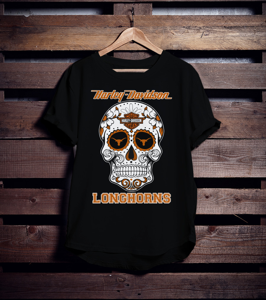 Harley Davidson Texas Longhorns Skull T-Shirt