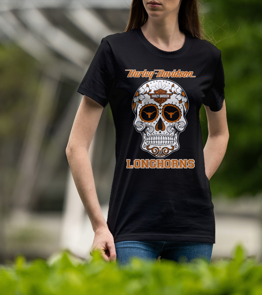Harley Davidson Texas Longhorns Skull T-Shirt