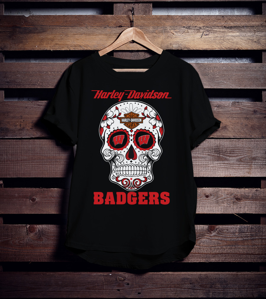 Harley Davidson Motor Cycles Wisconsin Badgers T-Shirt