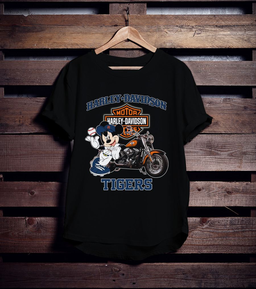 Harley Davidson Motor Mickey Mouse Detroit Tigers T-Shirt
