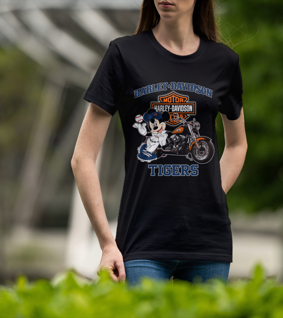 Harley Davidson Motor Mickey Mouse Detroit Tigers T-Shirt