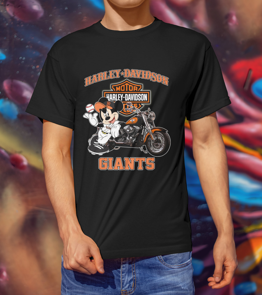 Harley Davidson San Francisco Giants Motorcycle Mickey T-Shirt