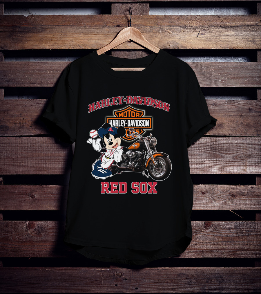 Harley Davidson Motorcycles Mickey Mouse Red Sox T-Shirt