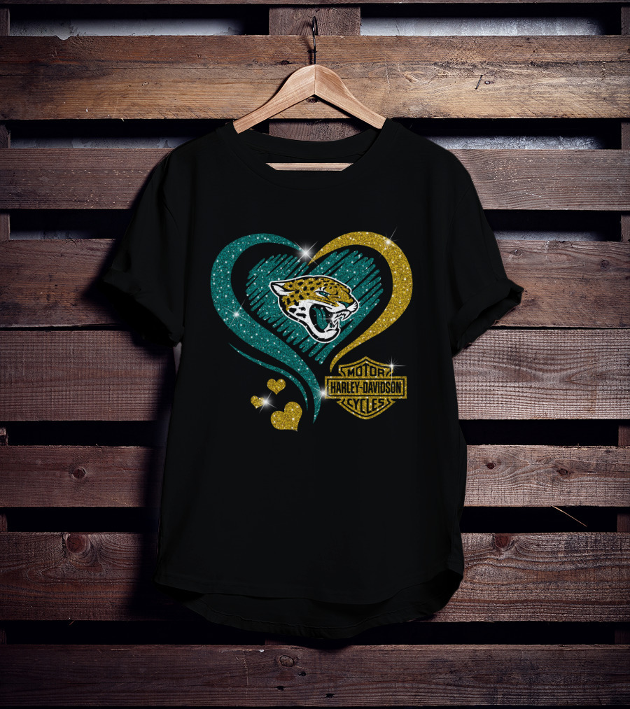 Harley Davidson Motorcycles Jacksonville Jaguars Heart T-Shirt