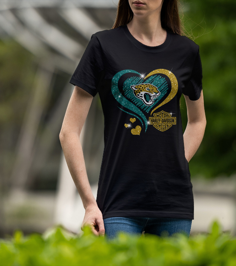 Harley Davidson Motorcycles Jacksonville Jaguars Heart T-Shirt