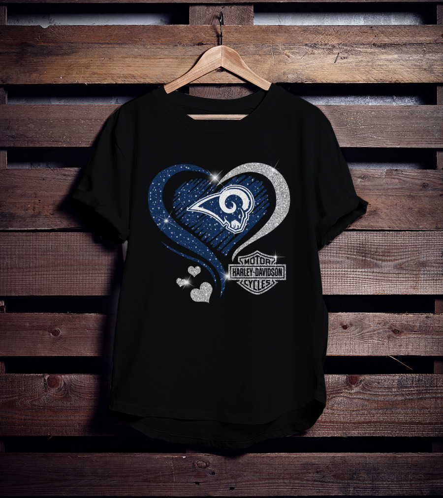 Harley Davidson Los Angeles Rams Heart Motif T-Shirt