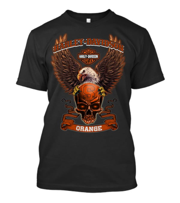 Harley Davidson Syracuse Orange Bald Eagle Skull T-Shirt