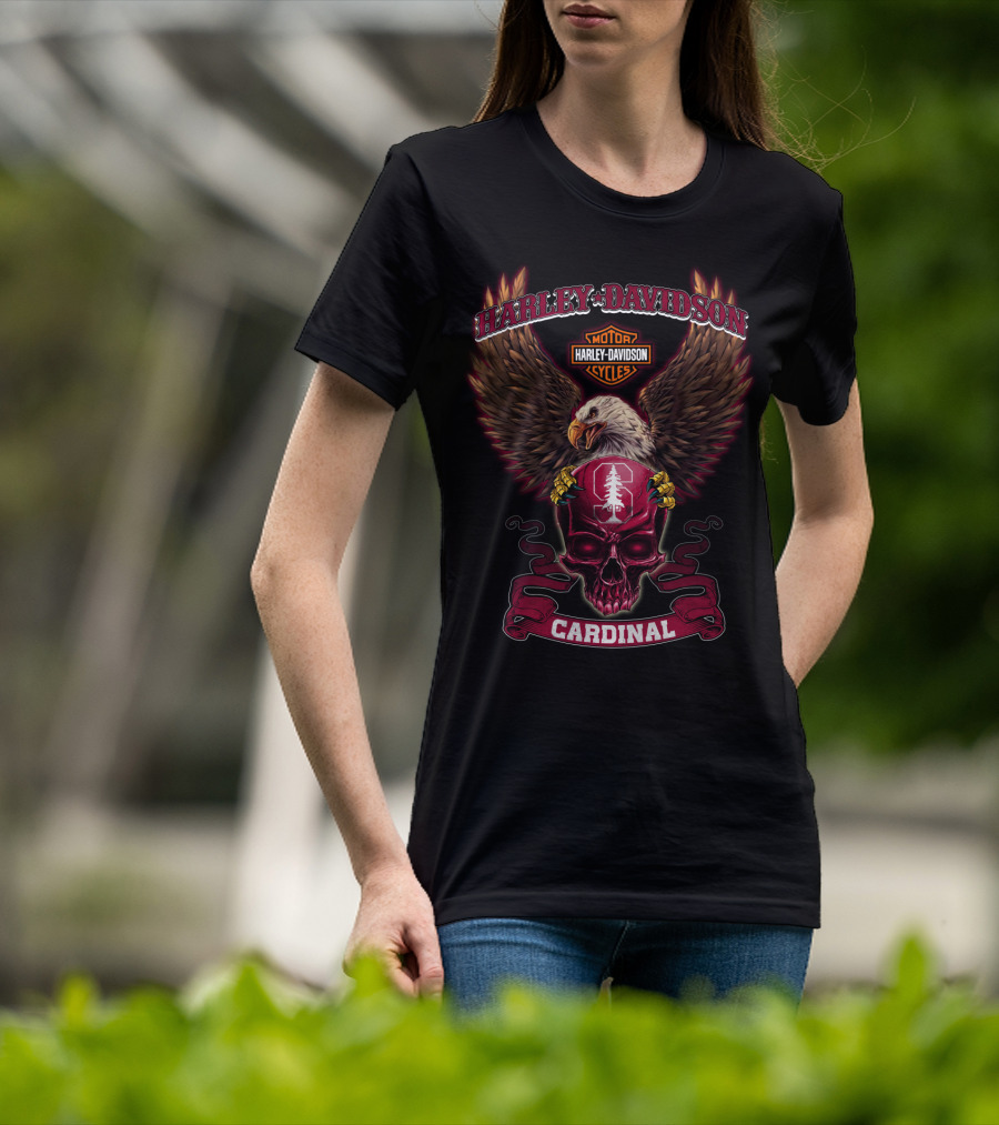 Harley Davidson Motor Cycles Eagle Stanford Cardinal T-Shirt