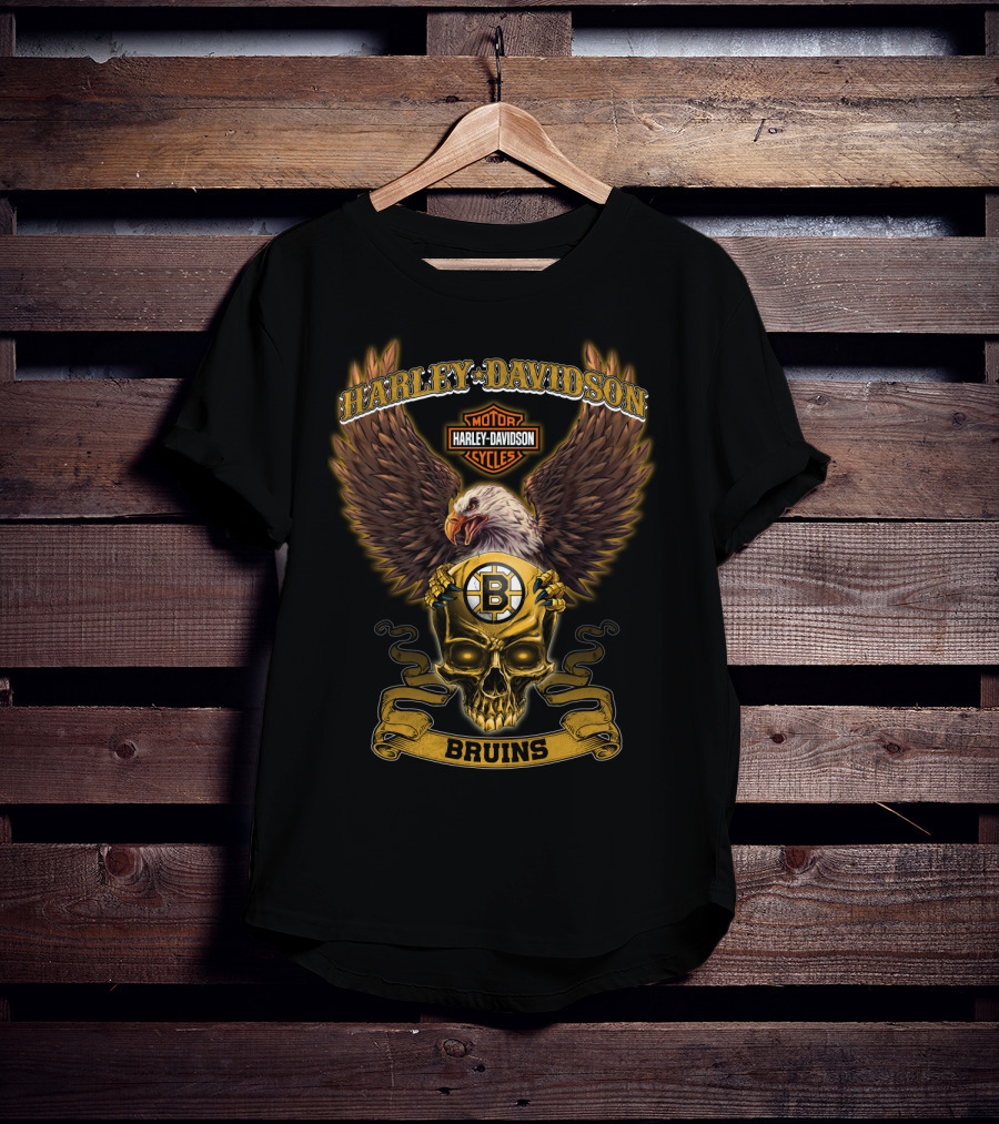 Harley Davidson Boston Bruins Eagle Skull T-Shirt