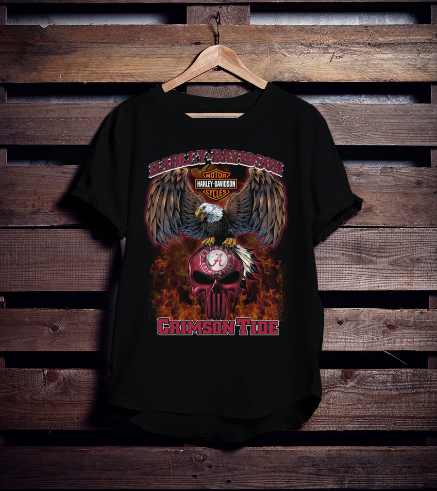 Harley Davidson Crimson Tide Eagle Skull Hd T5M1 Alabama T-Shirt