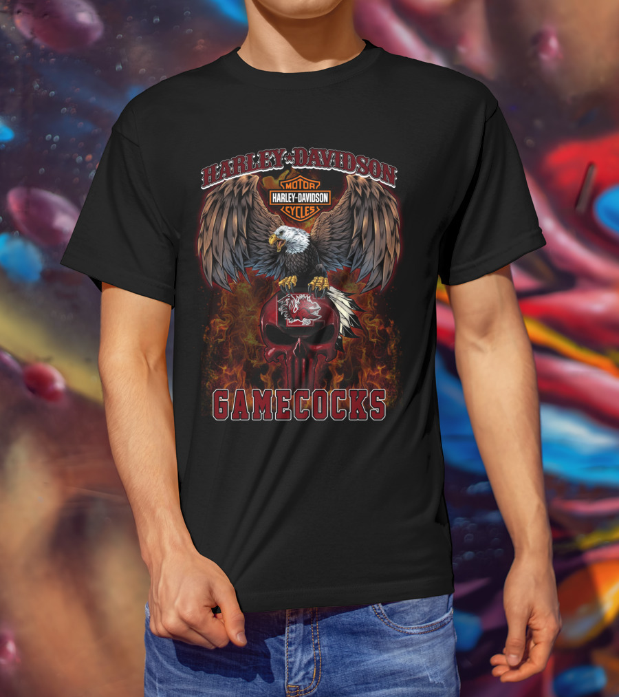 Harley Davidson Motor Cycles Eagle South Carolina Gamecocks T-Shirt