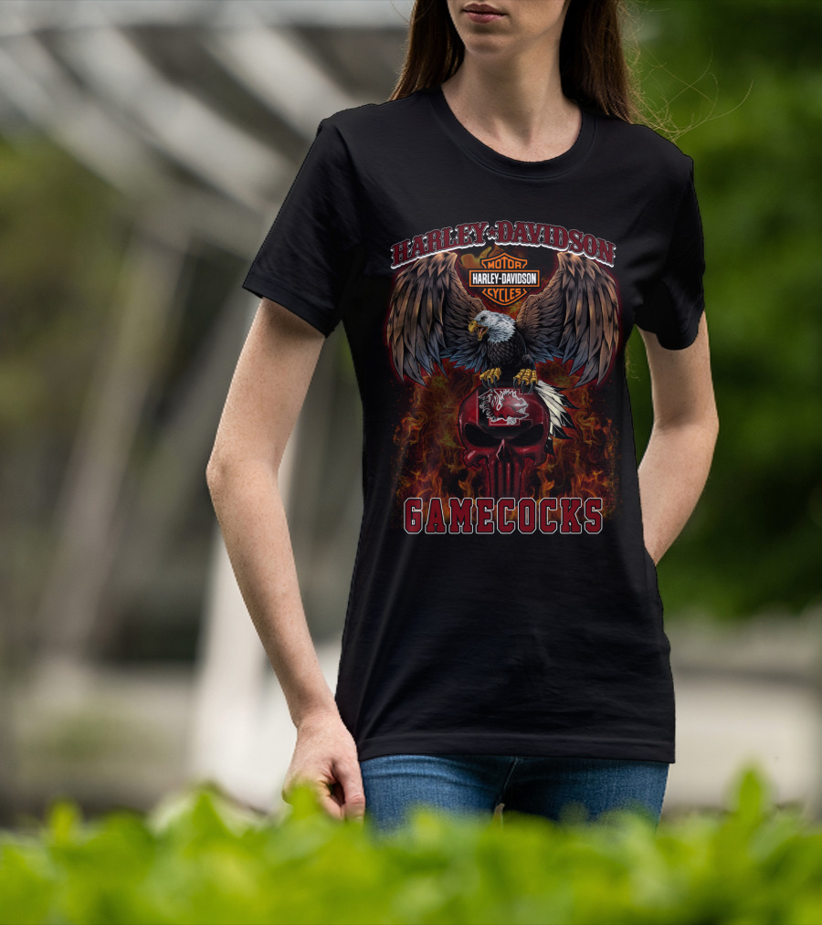 Harley Davidson Motor Cycles Eagle South Carolina Gamecocks T-Shirt