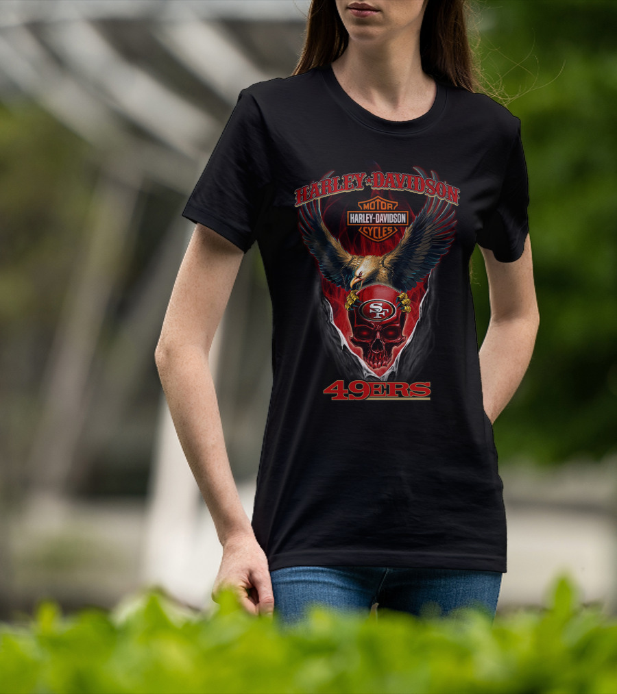 Harley Davidson Eagle San Francisco 49ers Helmet T-Shirt