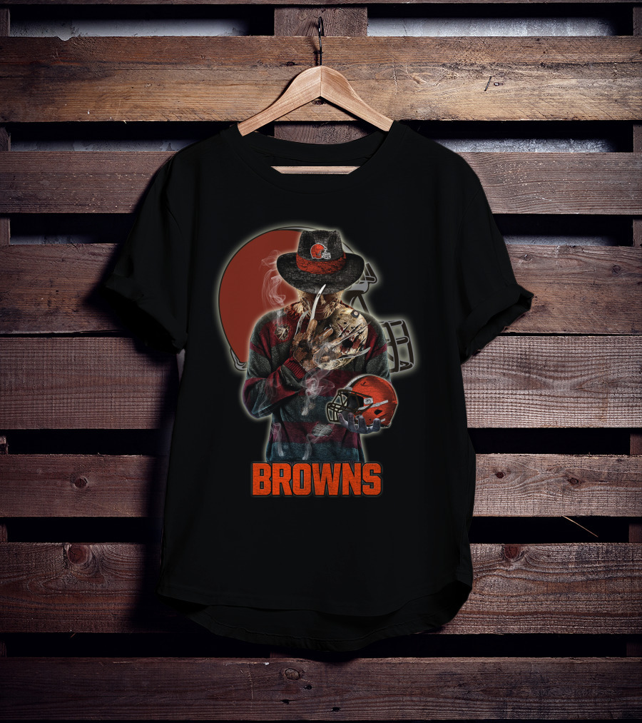 Browns Jason Voorhees Freddy Krueger Mashup Cleveland Helmet T-Shirt