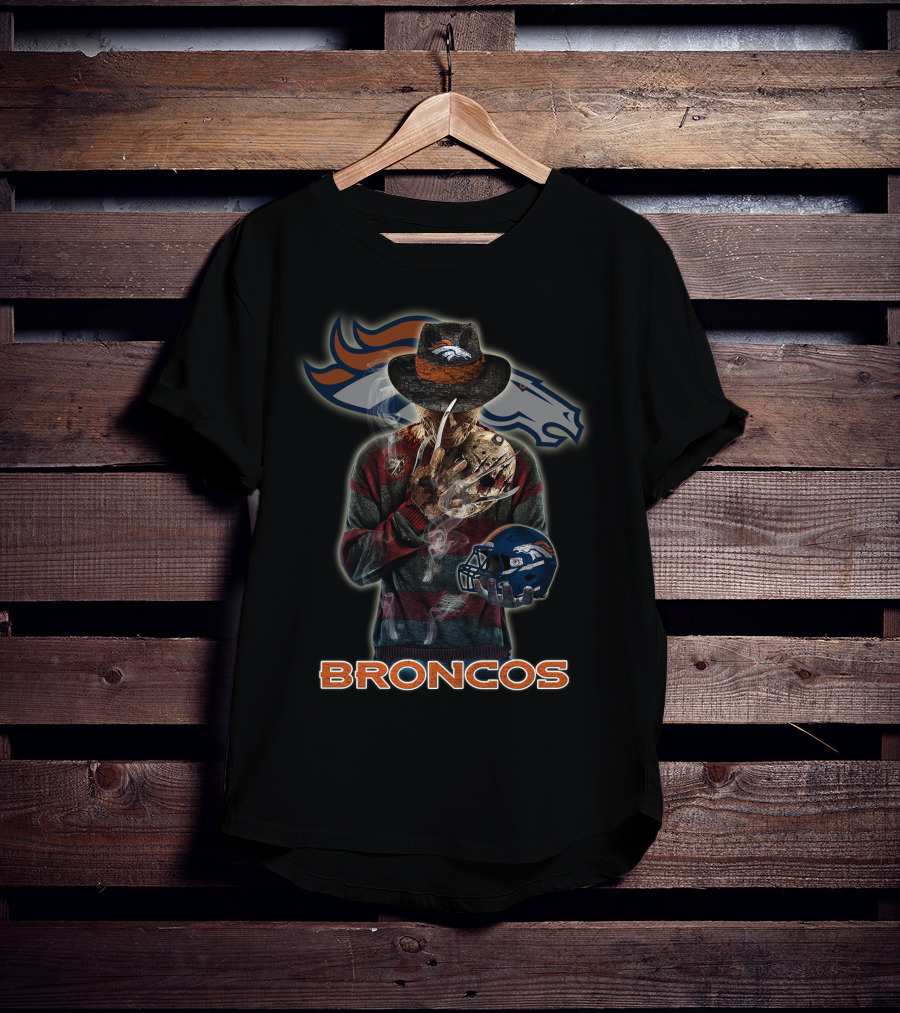 M2 Jason Voorhees Denver Broncos Freddy Krueger Crossover T-Shirt