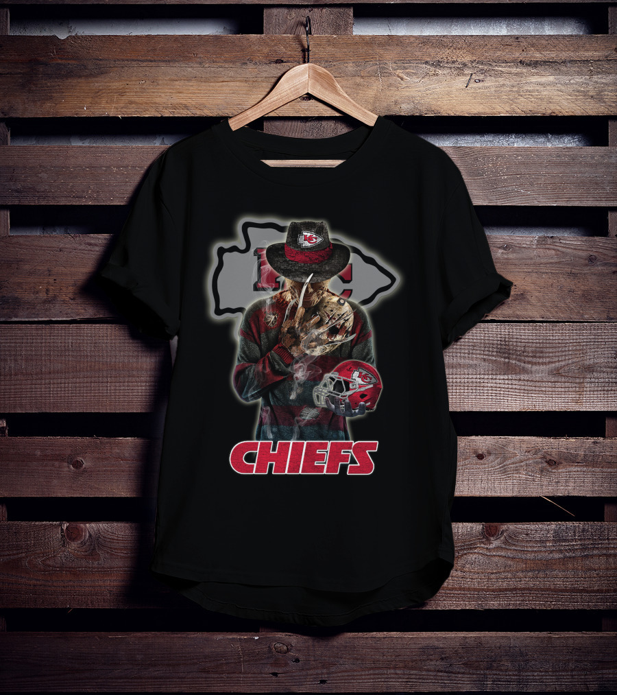 M2 Jason Voorhees Kansas City Chiefs Freddy Krueger Crossover Chiefs T-Shirt
