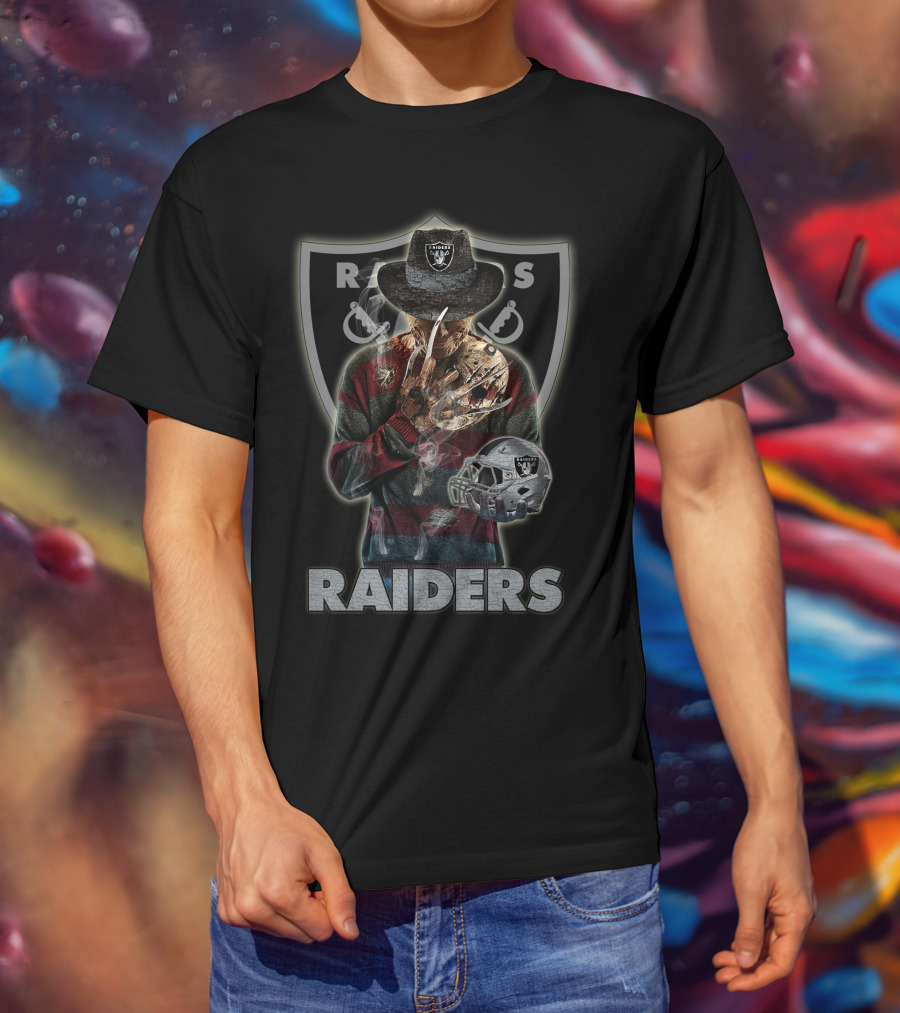 M2 Raiders Freddy Krueger Las Vegas Raiders Football T-Shirt