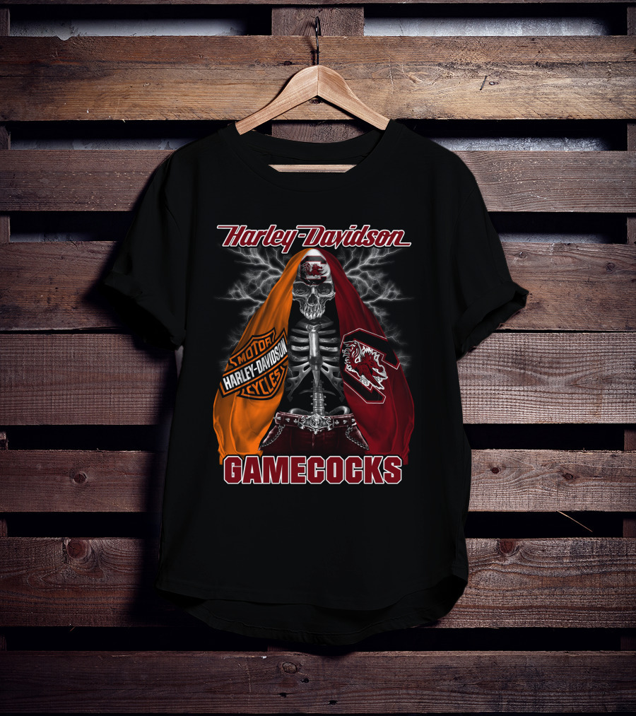 Harley Davidson South Carolina Gamecocks Skeleton Logo M2D23 T-Shirt