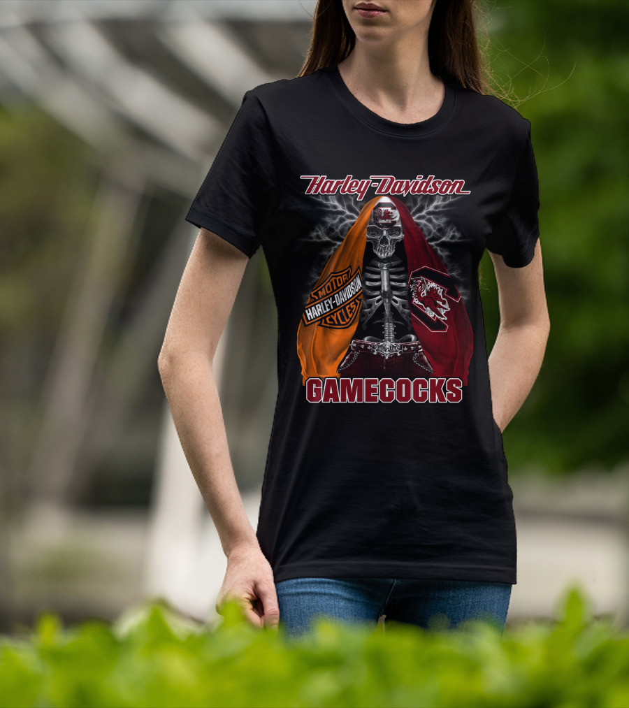 Harley Davidson South Carolina Gamecocks Skeleton Logo M2D23 T-Shirt