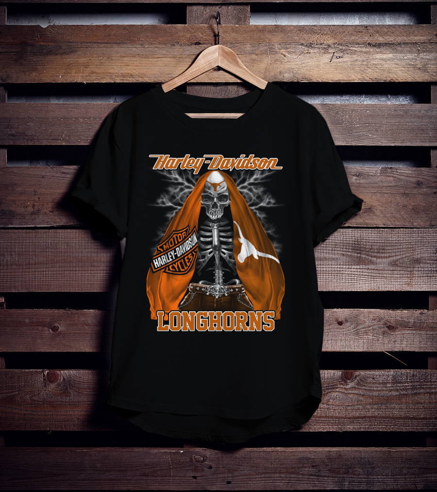 Harley Davidson Motorcycles Skeleton Longhorns T-Shirt