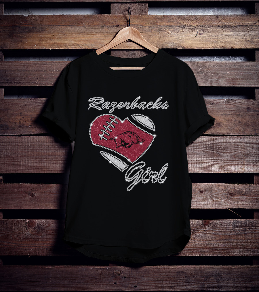Razorbacks Girl Heart Football T-Shirt