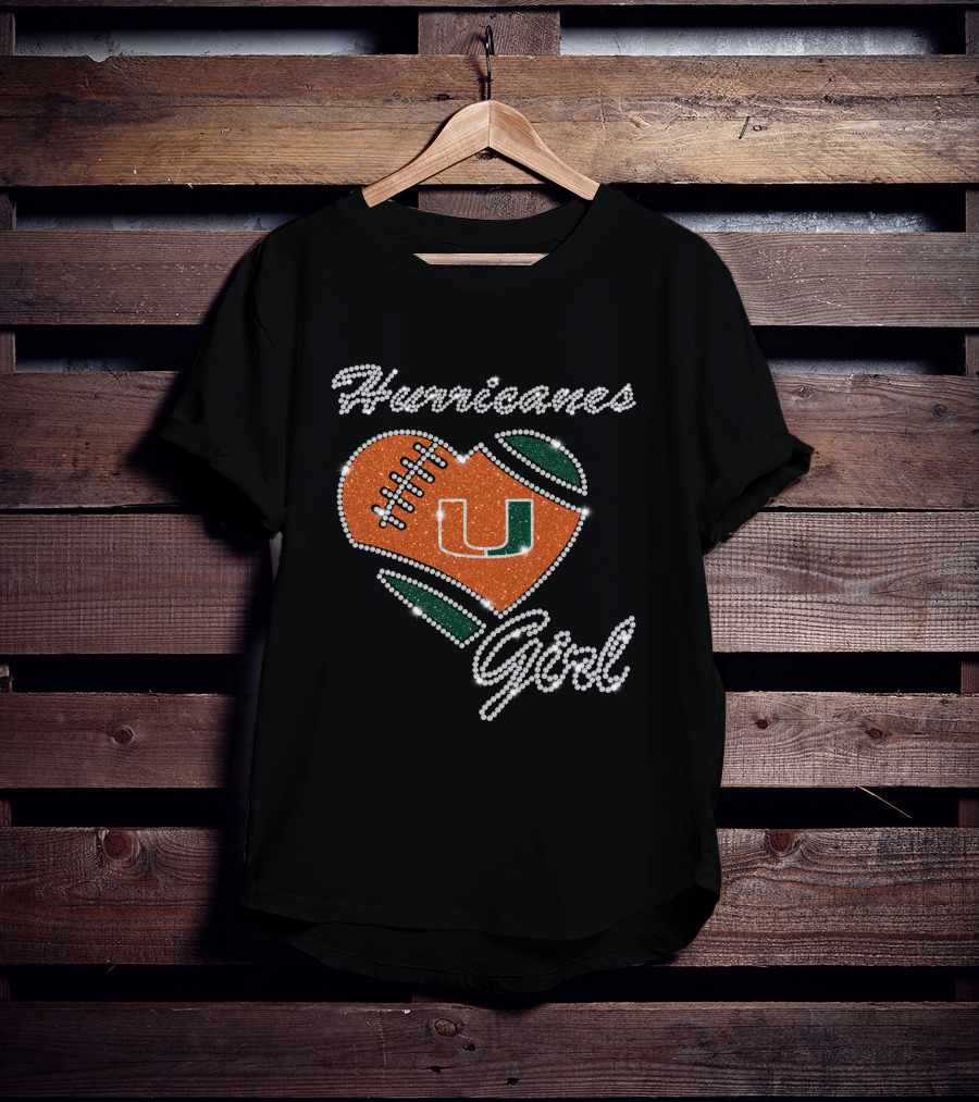 Hurricanes Girl Miami U Football Heart T-Shirt