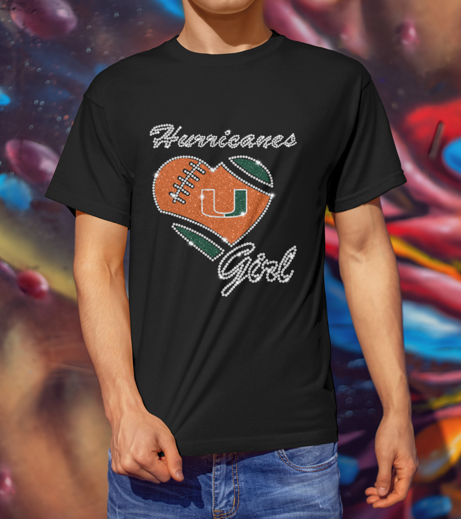 Hurricanes Girl Miami U Football Heart T-Shirt