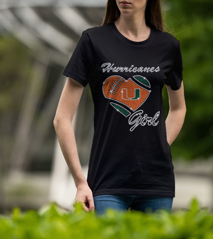 Hurricanes Girl Miami U Football Heart T-Shirt