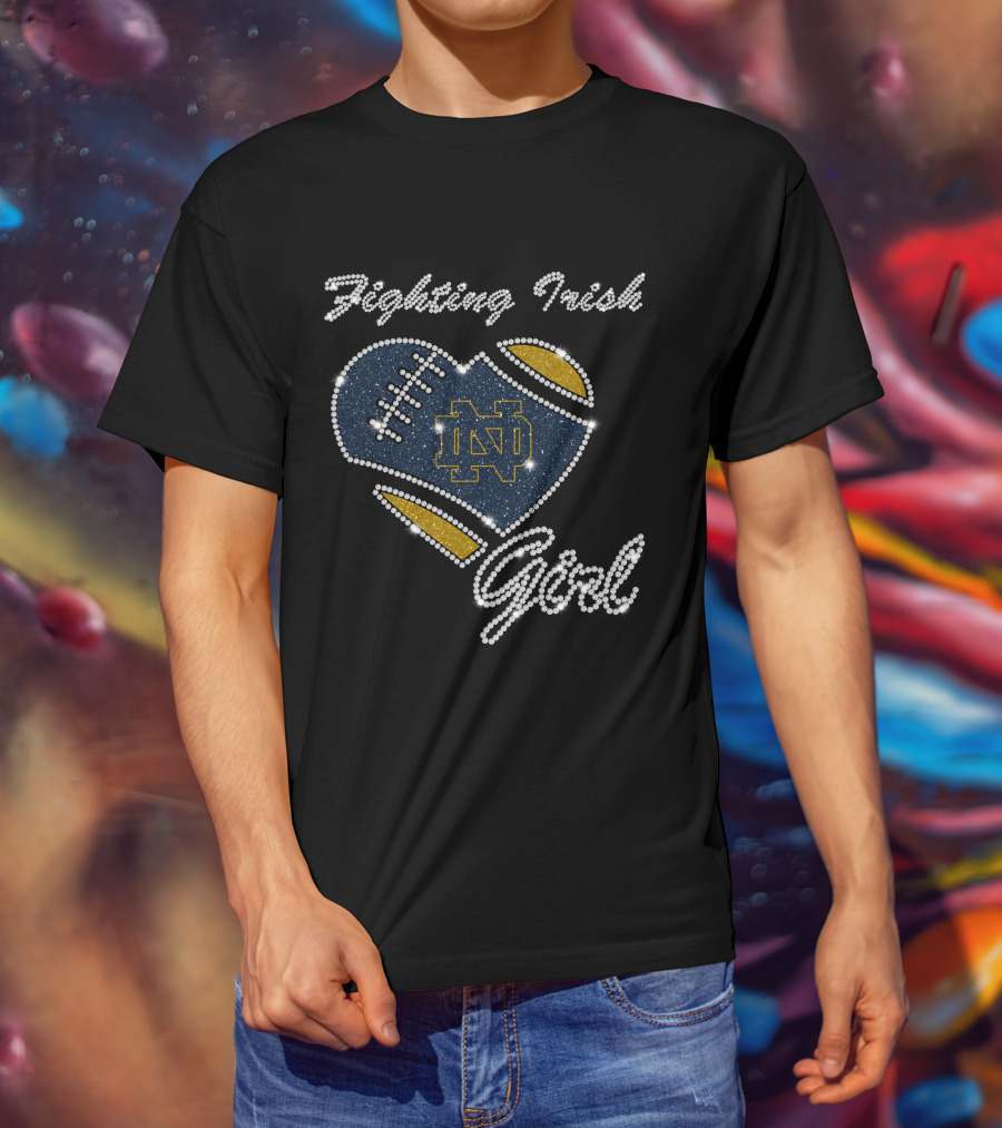 Fighting Irish ND Football Heart Girl T-Shirt