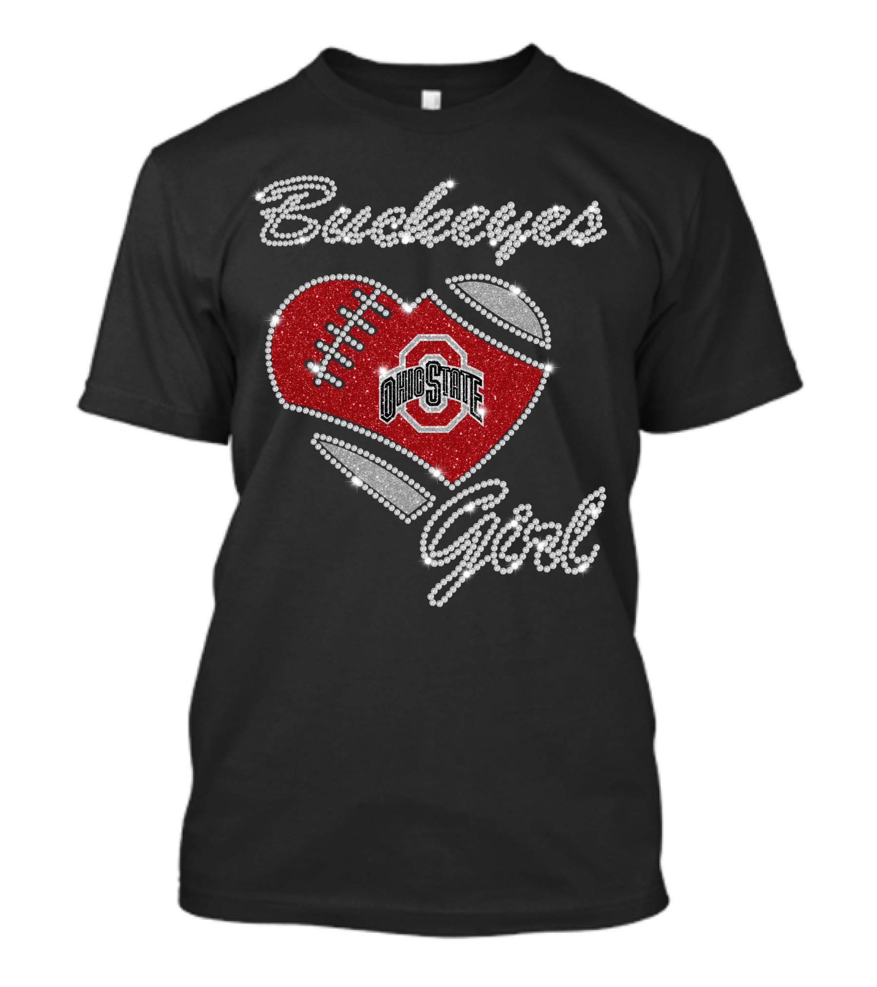 Ohio State Buckeyes Girl Football Heart Sparkle T-Shirt