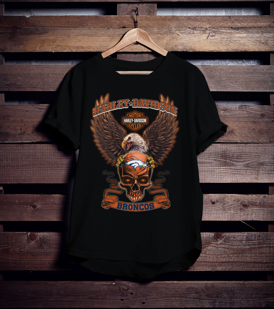 Harley Davidson Motor Cycles Broncos Nfl Denver Broncos T-Shirt