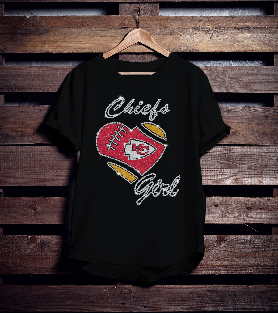 Chiefs Girl Heart Football Kc Kansas City Chiefs T-Shirt