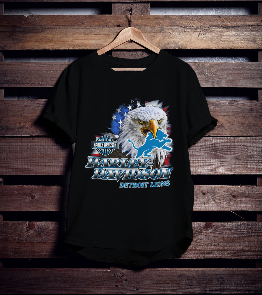 Harley Davidson Detroit Lions American Eagle T-Shirt